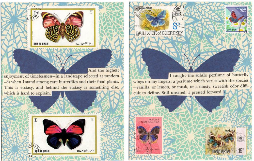 Set Of 10 Handmade Blank Greeting Cards Featuring Vintage Butterfly Postage Stamps From Around The World